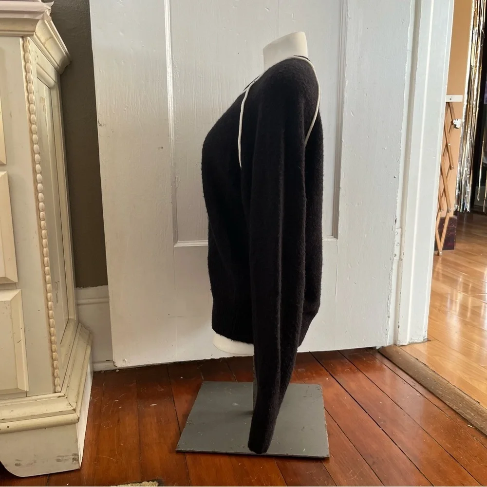 J.Crew Black Alpaca Wool Blend Raglan Sweater Contrast Trim Size M